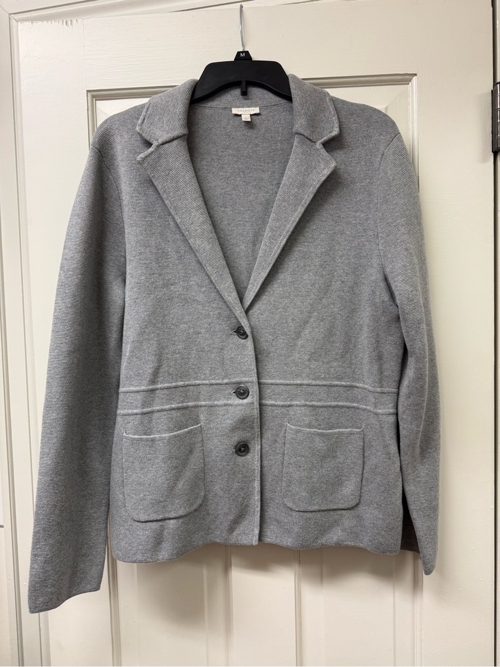 Talbots Light Gray Knit Blazer with Patch Pockets
